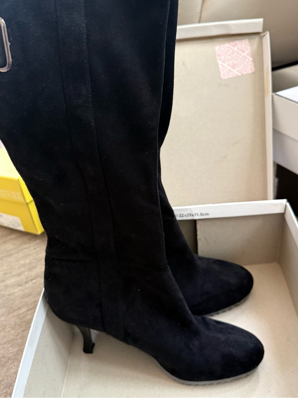 Women’s Black Suede Boots - Elegant Heel